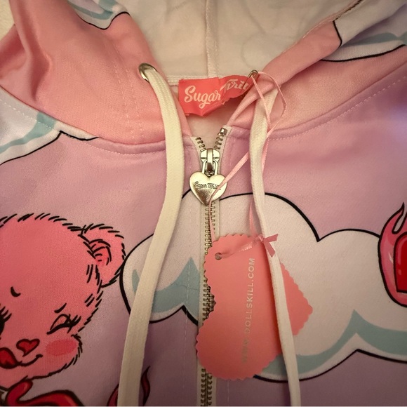 ♥️ Sugar Thrillz Sick of Love F This Valentines Teddy Hoodie Small Dolls Kill 🧸🧸 - Picture 14 of 16